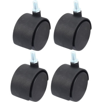 VNDEFUL 4 Piece 8mm Screw Double Wheel Threaded Swivel Caster for Office Chair(Black)