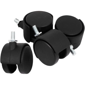 VNDEFUL 4 Piece 8mm Screw Double Wheel Threaded Swivel Caster for Office Chair(Black)