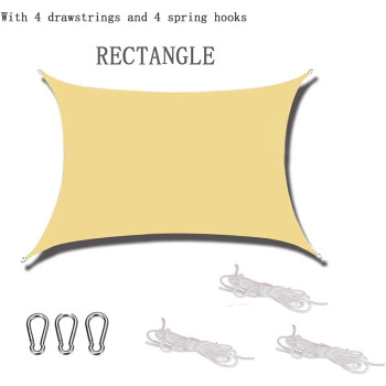 VF VibeFire Rectangle Shade Sail 98% UV Blocker Sunshade Canopy for Outdoor Pergola Backyard Patio Carport, Sand (2 x 3M)