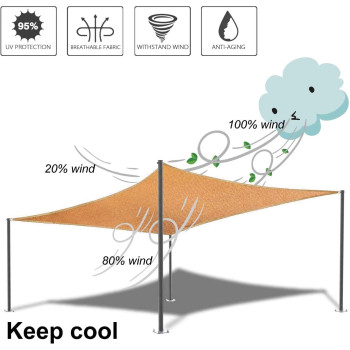 VF VibeFire Rectangle Shade Sail 98% UV Blocker Sunshade Canopy for Outdoor Pergola Backyard Patio Carport, Sand (2 x 3M)