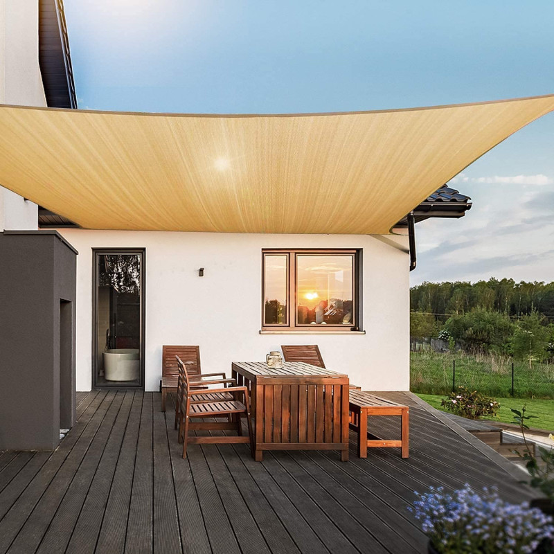 JT-House Sun Shade Sails Rectangle UV Block Canopy 185 GSM HDPE Awning for Lawn Patio Backyard Carport Garden Outdoor Activities (3 * 3 M)