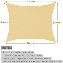 JT-House Sun Shade Sails Rectangle UV Block Canopy 185 GSM HDPE Awning for Lawn Patio Backyard Carport Garden Outdoor Activities (3 * 3 M)