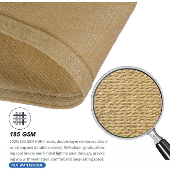 JT-House Sun Shade Sails Rectangle UV Block Canopy 185 GSM HDPE Awning for Lawn Patio Backyard Carport Garden Outdoor Activities (3 * 3 M)