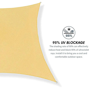 JT-House Sun Shade Sails Rectangle UV Block Canopy 185 GSM HDPE Awning for Lawn Patio Backyard Carport Garden Outdoor Activities (2 * 2 M)