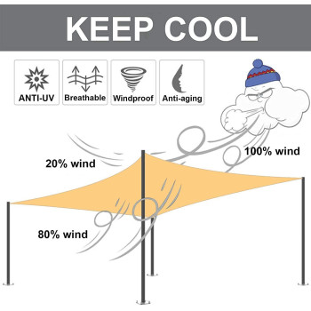 JT-House Sun Shade Sails Rectangle UV Block Canopy 185 GSM HDPE Awning for Lawn Patio Backyard Carport Garden Outdoor Activities (2 * 2 M)