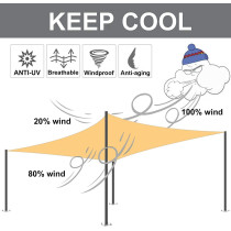 JT-House Sun Shade Sails Rectangle UV Block Canopy 185 GSM HDPE Awning for Lawn Patio Backyard Carport Garden Outdoor Activities (2 * 2 M)