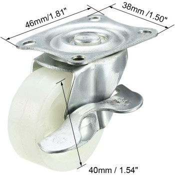 uxcell Swivel Caster Wheels 1.5 Inch / 40mm Wheel Top Plate Caster with Brake, 66lb Total Capacity, 4pcs
