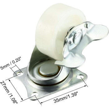 uxcell Swivel Caster Wheels 1.5 Inch / 40mm Wheel Top Plate Caster with Brake, 66lb Total Capacity, 4pcs