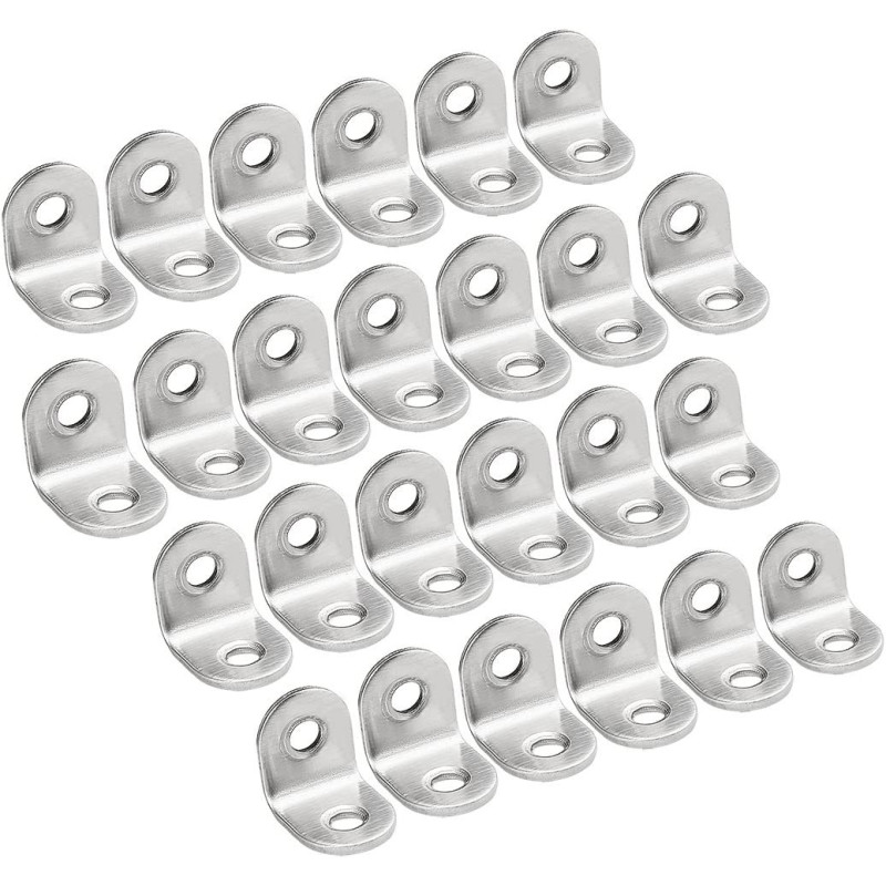 uxcell Furniture Shelf L Shaped Angle Bracket Corner Braces Support 20mm x 20mm x 16mm,25 pcs a18040200ux0257