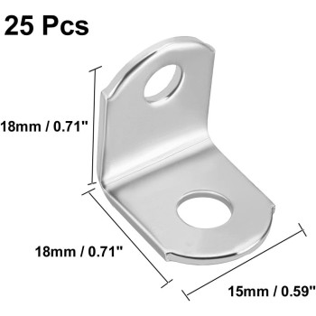 uxcell Furniture Shelf L Shaped Angle Bracket Corner Braces Support 18mm x 18mm x 15mm,25 pcs a18042300ux0113