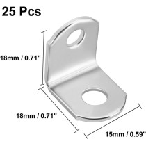 uxcell Furniture Shelf L Shaped Angle Bracket Corner Braces Support 18mm x 18mm x 15mm,25 pcs a18042300ux0113