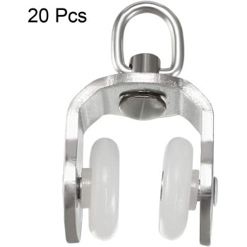uxcell Curtain Track Rollers Stainless Steel Frame Twin Wheeled Carriers Drapery Rail Sliding Glider for Windows Shower Curtain Tracks 16mm Dia 20 Pcs