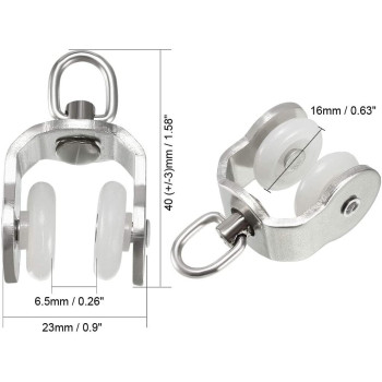 uxcell Curtain Track Rollers Stainless Steel Frame Twin Wheeled Carriers Drapery Rail Sliding Glider for Windows Shower Curtain Tracks 16mm Dia 20 Pcs