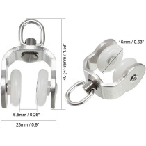 uxcell Curtain Track Rollers Stainless Steel Frame Twin Wheeled Carriers Drapery Rail Sliding Glider for Windows Shower Curtain Tracks 16mm Dia 20 Pcs