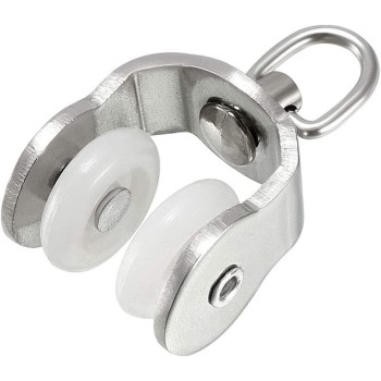 uxcell Curtain Track Rollers Stainless Steel Frame Twin Wheeled Carriers Drapery Rail Sliding Glider for Windows Shower Curtain Tracks 16mm Dia 20 Pcs