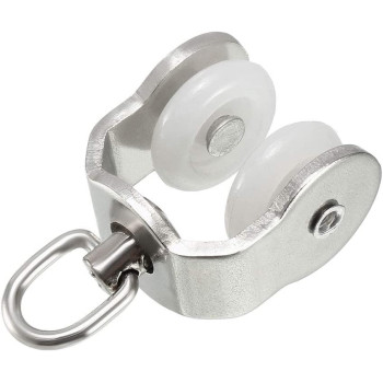 uxcell Curtain Track Rollers Stainless Steel Frame Twin Wheeled Carriers Drapery Rail Sliding Glider for Windows Shower Curtain Tracks 16mm Dia 20 Pcs