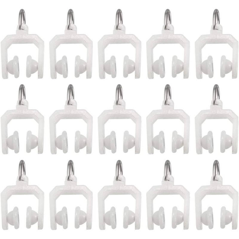 uxcell Curtain Track Rollers Plastic Twin Wheeled Carriers Drapery Rail Sliding Glider for Windows Shower Curtain Tracks 9mm Dia 50 Pcs