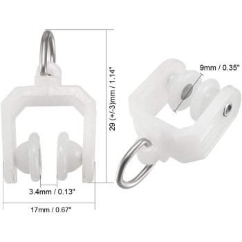 uxcell Curtain Track Rollers Plastic Twin Wheeled Carriers Drapery Rail Sliding Glider for Windows Shower Curtain Tracks 9mm Dia 50 Pcs