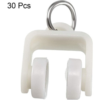 uxcell Curtain Track Rollers Plastic Twin Wheeled Carriers Drapery Rail Sliding Glider for Windows Shower Curtain Tracks 13mm Dia 30 Pcs