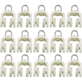 uxcell Curtain Track Plastic Twin Wheeled Carriers Drapery Rail Sliding Glider for Windows Shower Curtain Tracks 14mm Dia 30 Pcs