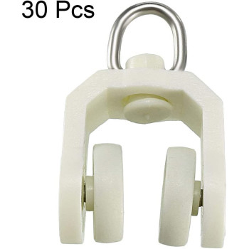 uxcell Curtain Track Plastic Twin Wheeled Carriers Drapery Rail Sliding Glider for Windows Shower Curtain Tracks 14mm Dia 30 Pcs