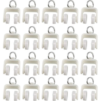 uxcell Curtain Track Plastic Twin Wheeled Carriers Drapery Rail Sliding Glider for Windows Shower Curtain Tracks 13mm Dia 80 Pcs