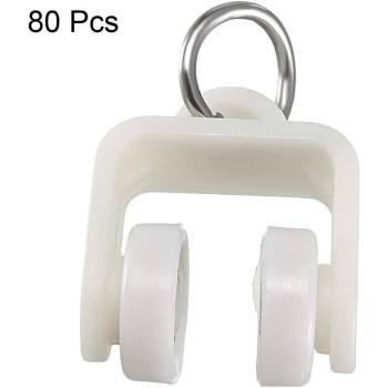 uxcell Curtain Track Plastic Twin Wheeled Carriers Drapery Rail Sliding Glider for Windows Shower Curtain Tracks 13mm Dia 80 Pcs