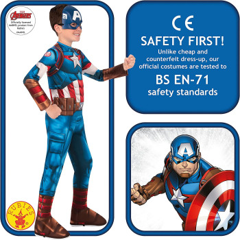 Rubies Official Marvel Avengers Captain America Classic Childs Costume, Kids Superhero Fancy Dress Medium
