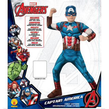 Rubies Official Marvel Avengers Captain America Classic Childs Costume, Kids Superhero Fancy Dress Medium