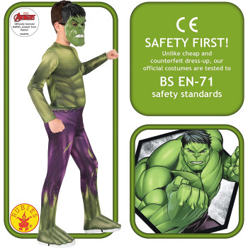 Rubies Official Marvel Avengers Hulk Classic Childs Costume, Kids Superhero Fancy Dress