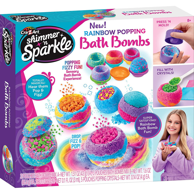 Shimmer And Sparkle 17345 Shimmer N Sparkle Rainbow Popping Make Your Own Fizzing Kit Childrens Colourful Scented Bath Bombs