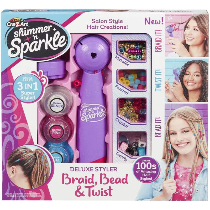 Shimmer And Sparkle 65576 Shimmer N Saprkle Deluxe Bead Twist Braiding Styler Toy Accessories Fashion Threads For Girls Long Hair Creative