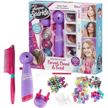 Shimmer And Sparkle 65576 Shimmer N Saprkle Deluxe Bead Twist Braiding Styler Toy Accessories Fashion Threads For Girls Long Hair Creative