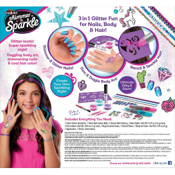 Shimmer N Sparkle 3 N1 Ultimate Glitter Beauty Set, Multi Color, 65501
