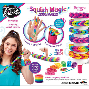 Shimmer N Sparkle Squish Magic Bubble Bands Loom Band Making Kit, Friendship Bracelets Crafting Toy Rubber Bands Set