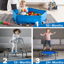 Smartrike Indoor Toddler Trampoline With Handle, Ball Pit With 100 Balls Included, Foldable Baby Trampoline, Kids Trampoline For 1-5 Years