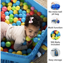 Smartrike Indoor Toddler Trampoline With Handle, Ball Pit With 100 Balls Included, Foldable Baby Trampoline, Kids Trampoline For 1-5 Years