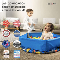 Smartrike Indoor Toddler Trampoline With Handle, Ball Pit With 100 Balls Included, Foldable Baby Trampoline, Kids Trampoline For 1-5 Years