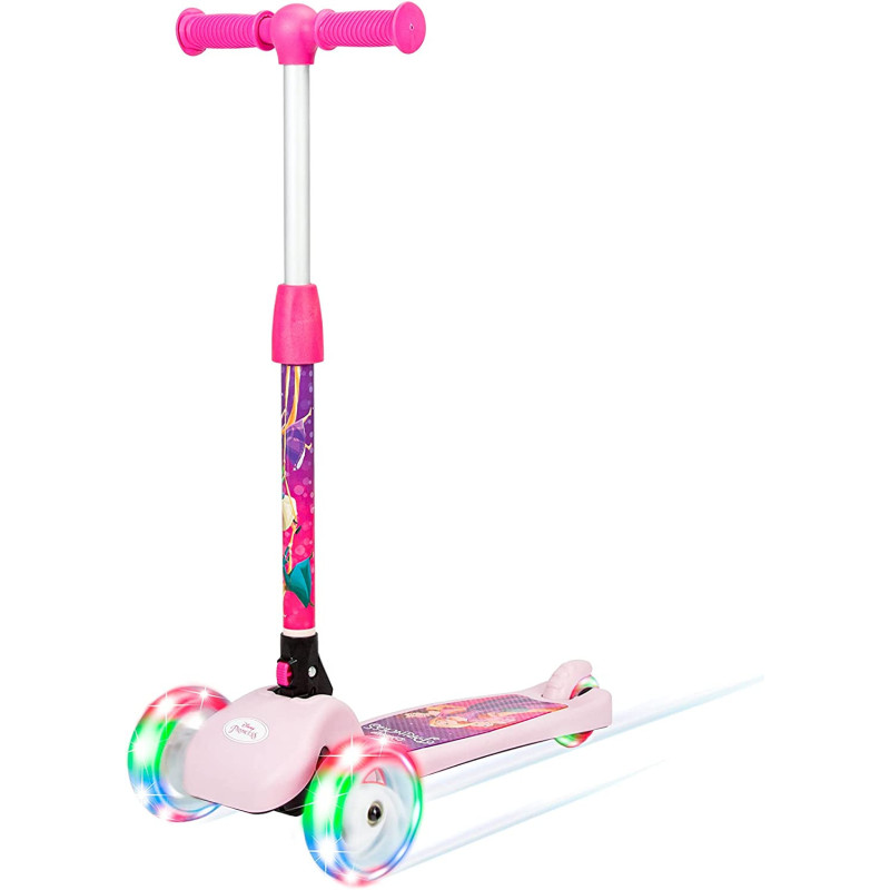 Spartan Disney Spiderman,Frozen,Minnie,Miceky,Cars,Princess 3-Wheel Light Up Scooter For Kids; Led Lighted Wheels, Adjustable Handlebars ,Advanced Technology For Increased Control,Stability & Balance- (Princes)
