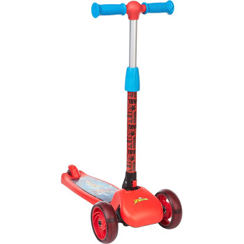 Spartan Disney Spiderman,Frozen,Minnie,Miceky,Cars,Princess 3-Wheel Light Up Scooter For Kids; Led Lighted Wheels, Adjustable Handlebars ,Advanced Technology For Increased Control,Stability & Balance- (Spiderman)