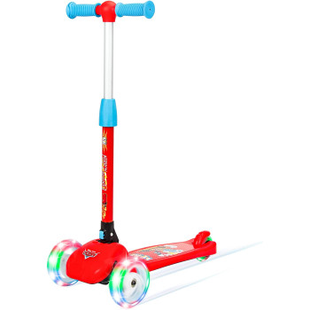 Spartan Disney Spiderman,Frozen,Minnie,Miceky,Cars,Princess 3-Wheel Light Up Scooter For Kids; Led Lighted Wheels, Adjustable Handlebars ,Advanced Technology For Increased Control,Stability & Balance- ( Car )