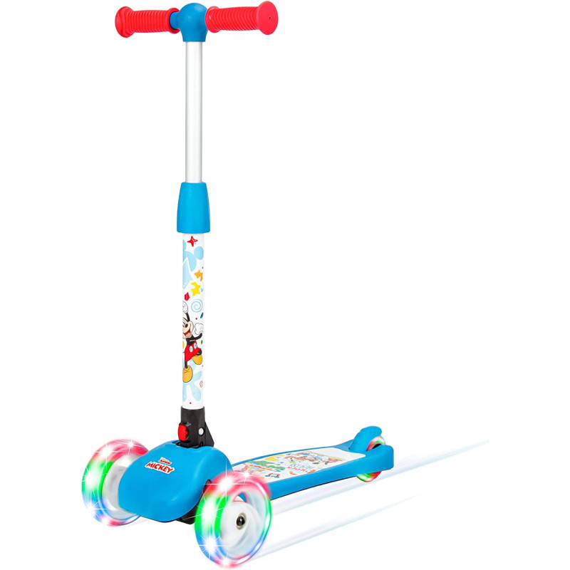 Spartan Disney Spiderman,Frozen,Minnie,Miceky,Cars,Princess 3-Wheel Light Up Scooter For Kids; Led Lighted Wheels, Adjustable Handlebars ,Advanced Technology For Increased Control,Stability & Balance- (Mickey)