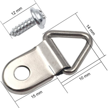 Comdox 100 Pack Picture Hangers Triangle Ring Picture Frame Hanger with Screws