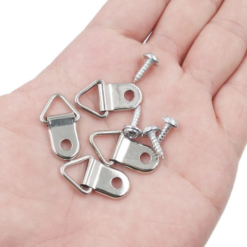 Comdox 100 Pack Picture Hangers Triangle Ring Picture Frame Hanger with Screws