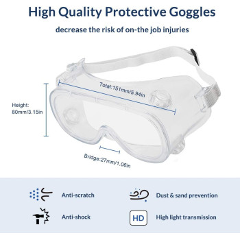 Cyxus Safety Glasses Goggles with Clear Lens, Anti Fog Scratch Resistant Wind-Proof Protection Eyewear Professional Goggles Protect Your Eyes Transparent Frame