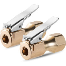 CZC AUTO Heavy Duty Brass Air Chuck, Closed Flow Straight Tire Chuck with Lock-on Clip, 1/4" FNPT Tyre Chuck for Tire Inflator Pressure Gauge Air Pump Compressor Accessories (Brass, 2 Pack)