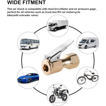 CZC AUTO Heavy Duty Brass Air Chuck, Closed Flow Straight Tire Chuck with Lock-on Clip, 1/4" FNPT Tyre Chuck for Tire Inflator Pressure Gauge Air Pump Compressor Accessories (Brass, 2 Pack)