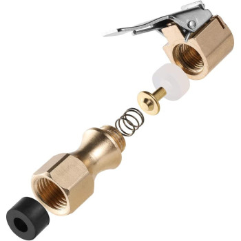 CZC AUTO Heavy Duty Brass Air Chuck, Closed Flow Straight Tire Chuck with Lock-on Clip, 1/4" FNPT Tyre Chuck for Tire Inflator Pressure Gauge Air Pump Compressor Accessories (Brass, 2 Pack)