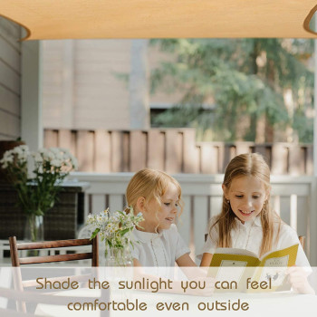 D&D Rectangle Shade Sail 5 x 7 Meter Feet 95% 180GSM UV Block Canopy Sun Shade Cloth for Outdoor Patio Lawn Garden Backyard Sand (3 x 3 Meter,Sand)