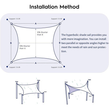 D&D Shade Sails, Rectangle Durable Roll Up UV Block Sun Shade Cover Cloth for Outdoor Patio Garden Canopy Sunshades (2 * 3m)